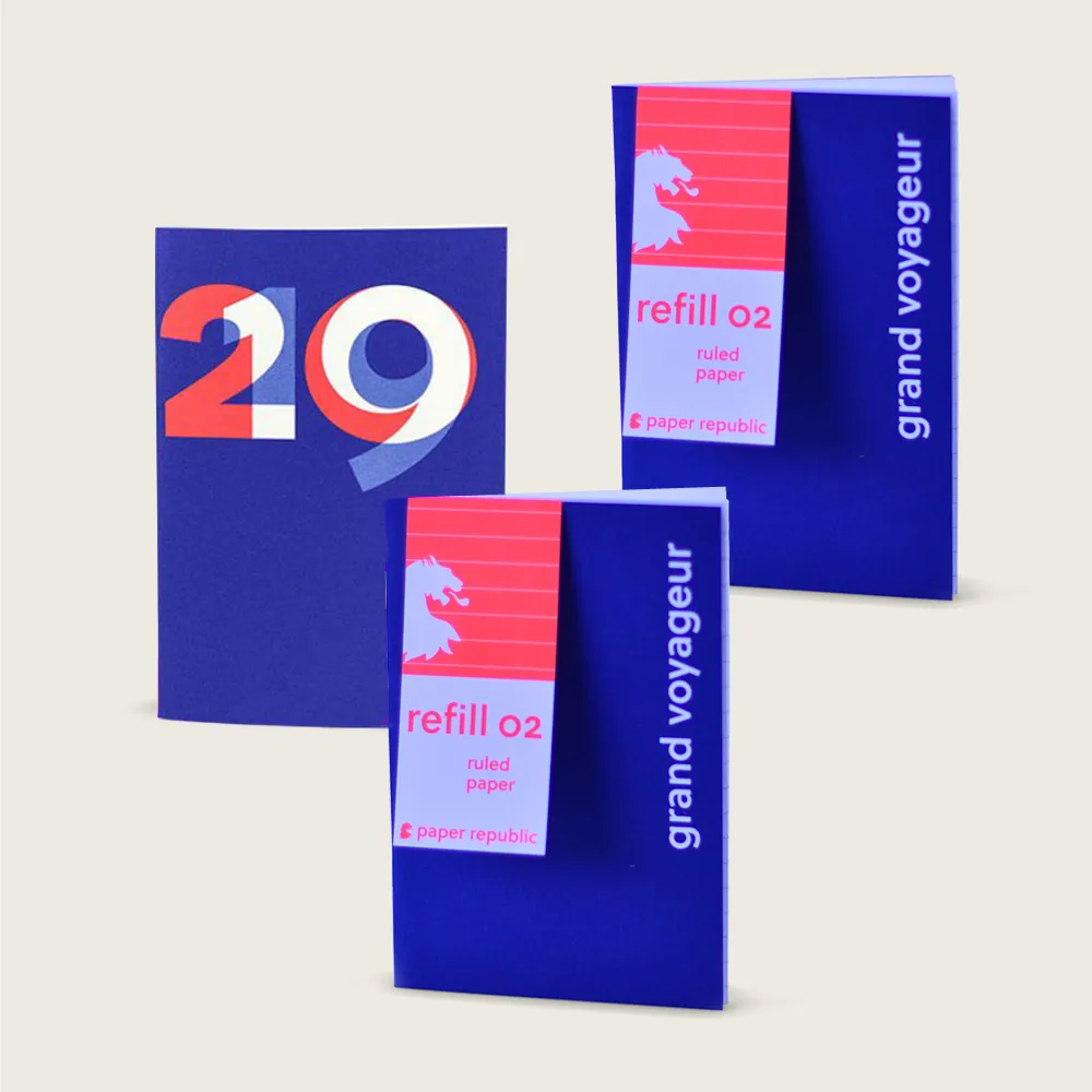 agenda et 2 carnets R02 - pages rayées 14 x 9,5 cm - Format Passport