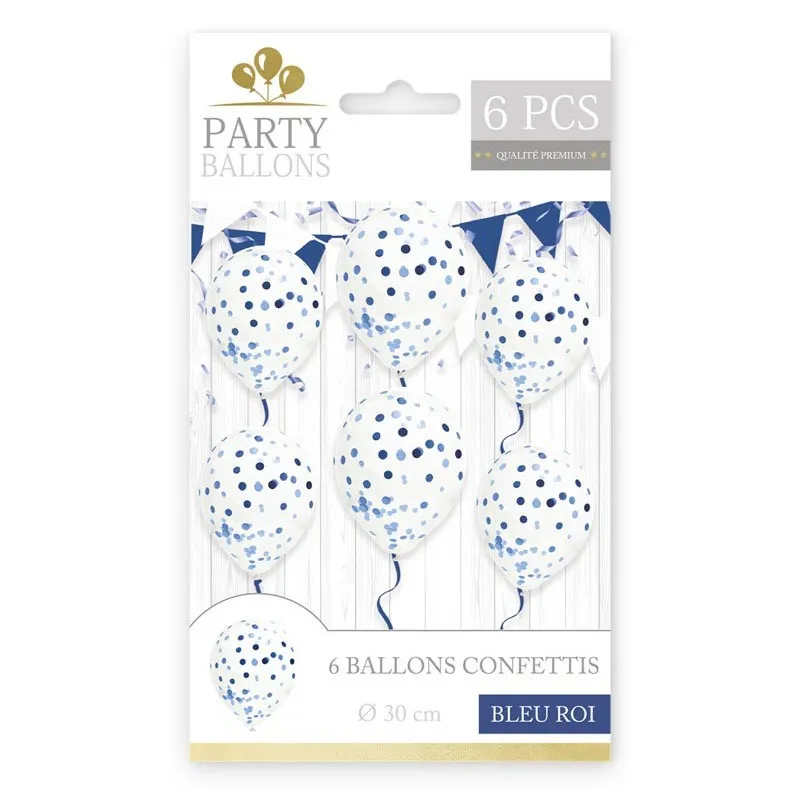 Ballon Confettis Bleu Roi x6