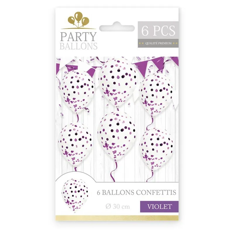 Ballon Confettis Violet x6