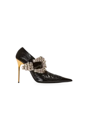 BALMAIN  Escarpins clara western en cuir vernis patchwork - Noir