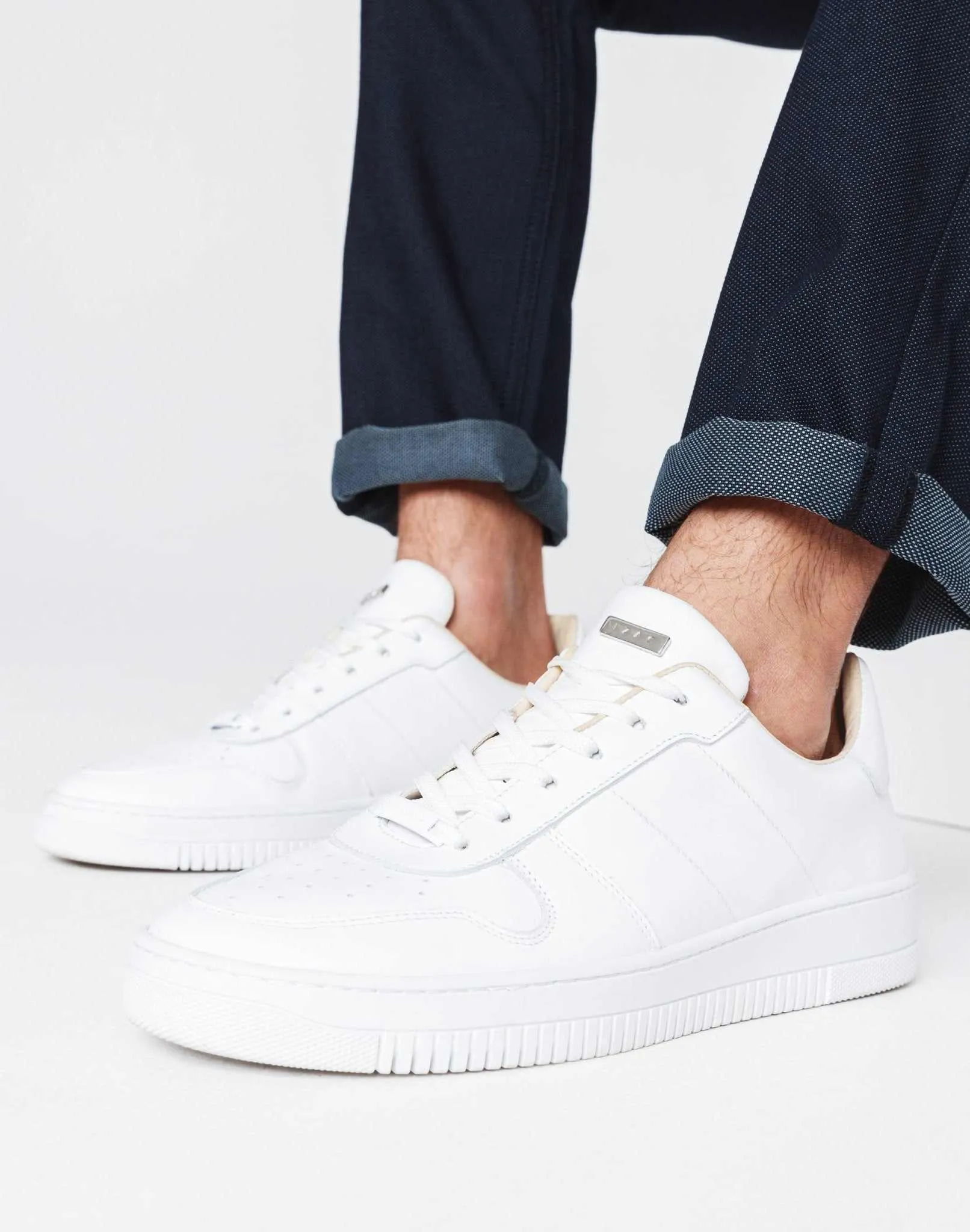 Baskets cuir lisse blanc Eyden