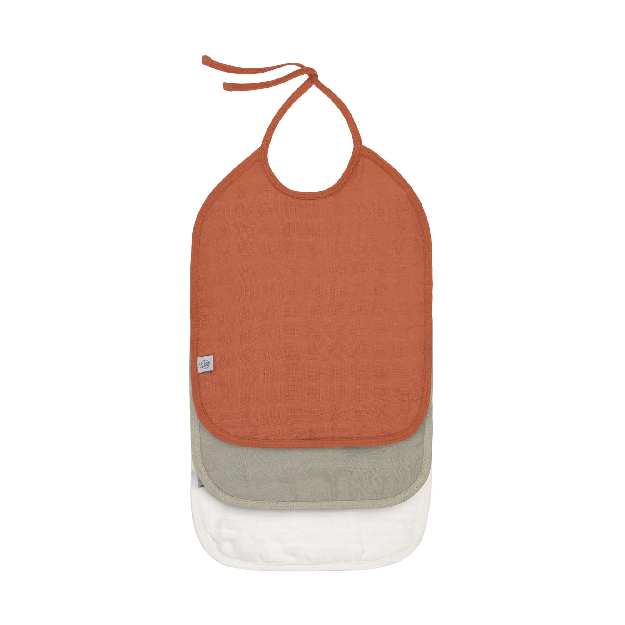 Bavoirs mousseline médium à nouer (3 pcs), rouille olive blanc cassé | Lässig