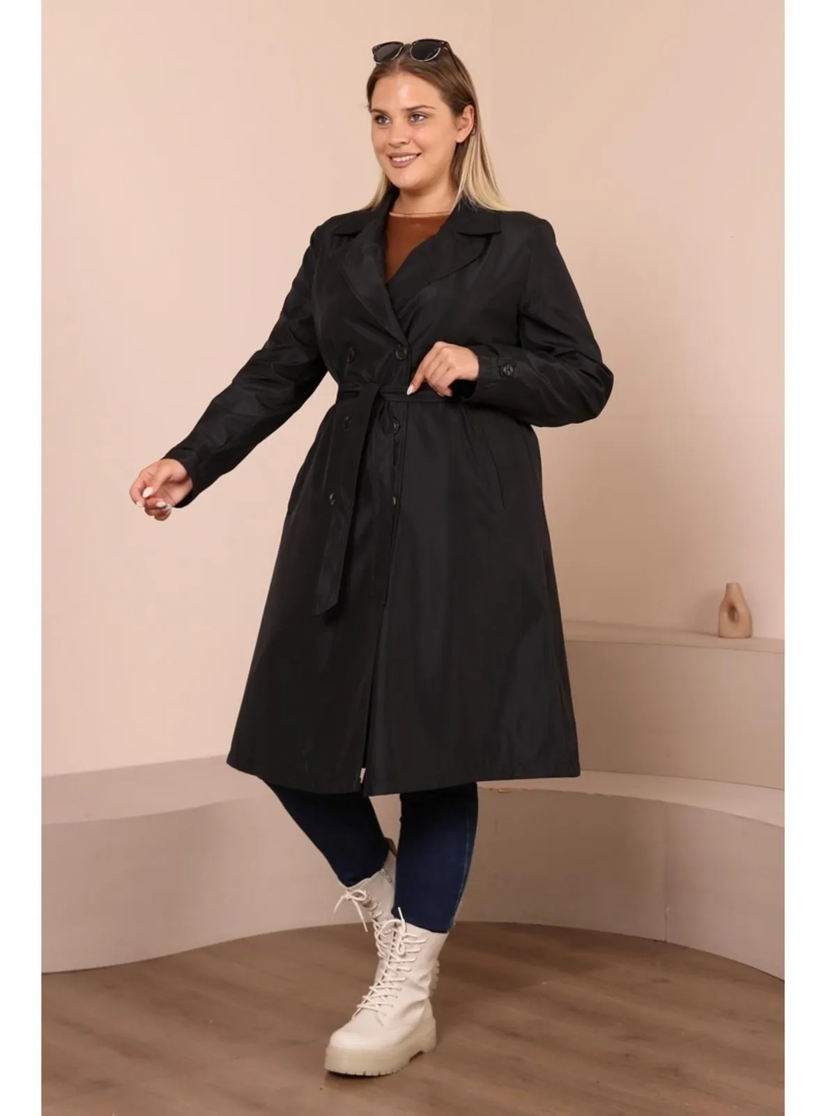 Black Plus Size Trench coat
