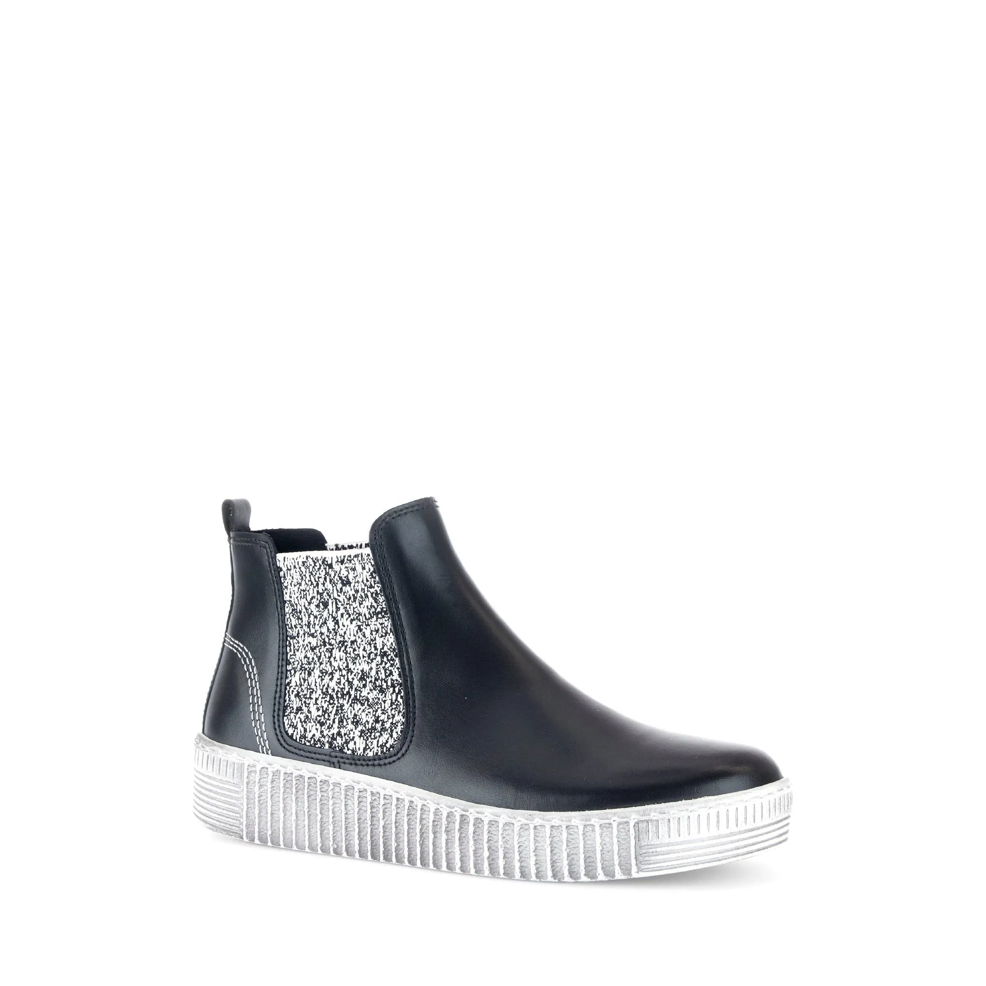 Bottines noires en cuir lisse