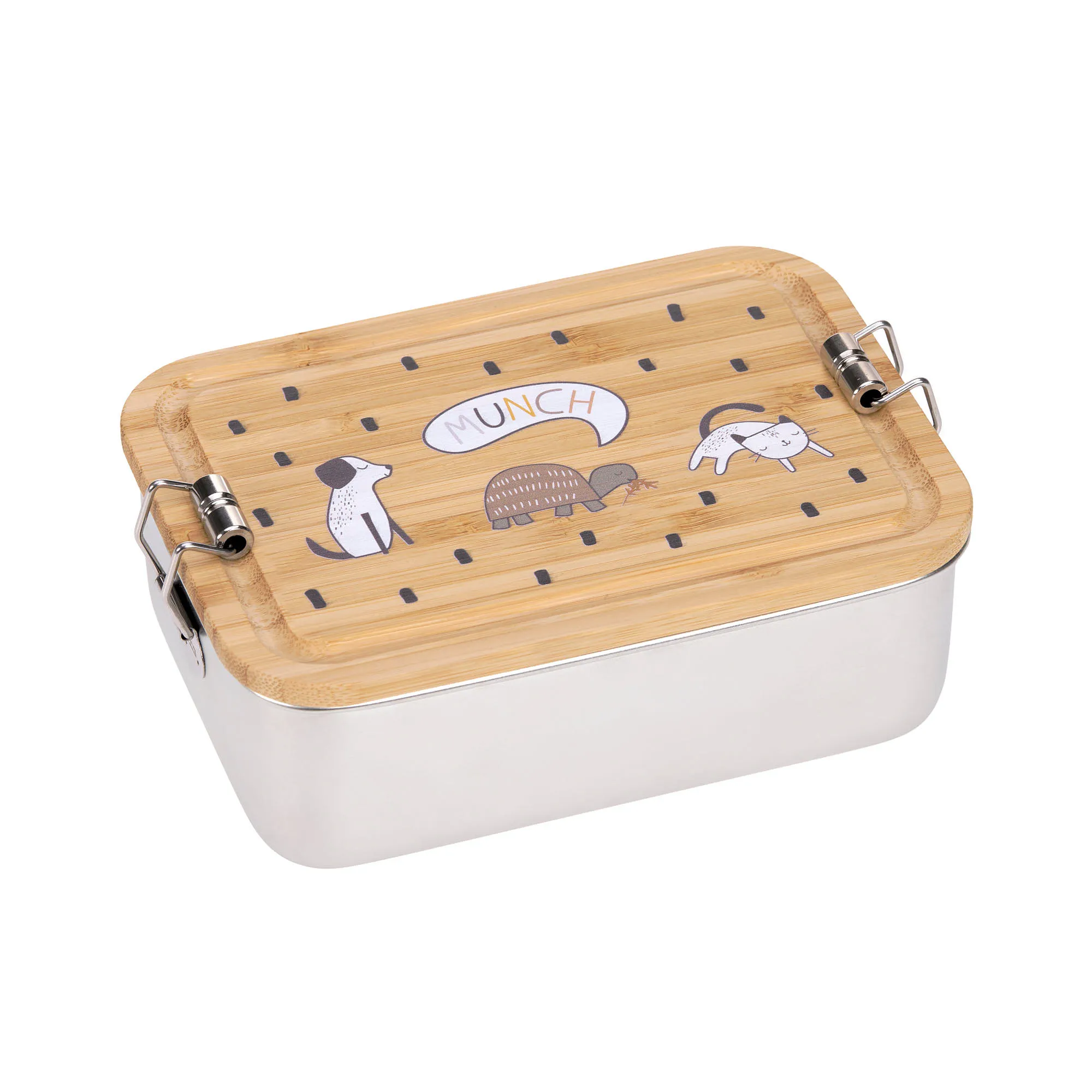 Boîte à goûter inox bambou - enfants, Happy Prints | Lässig