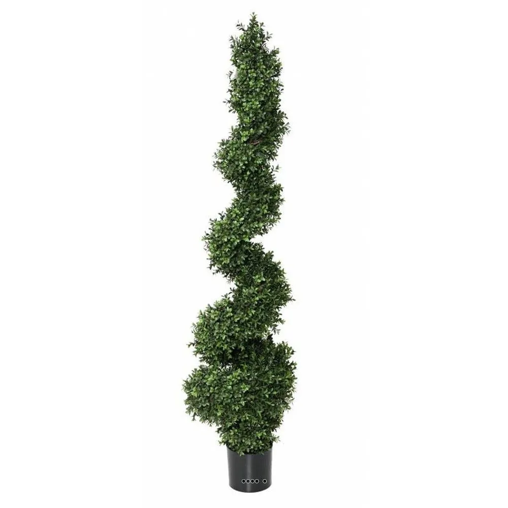 Buis artificiel en pot sur tronc en spirale fine h160cm