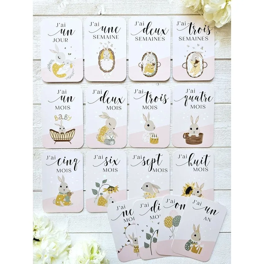 Cartes Étape Bébé  Florilèges Design Rose Saumon