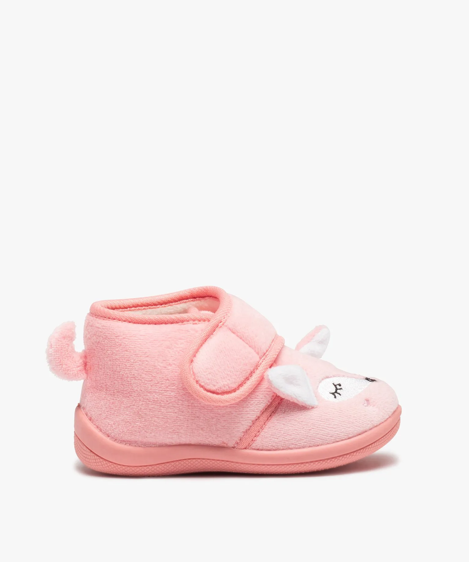 chaussons bebe fille bottillon en velours motif renard rose