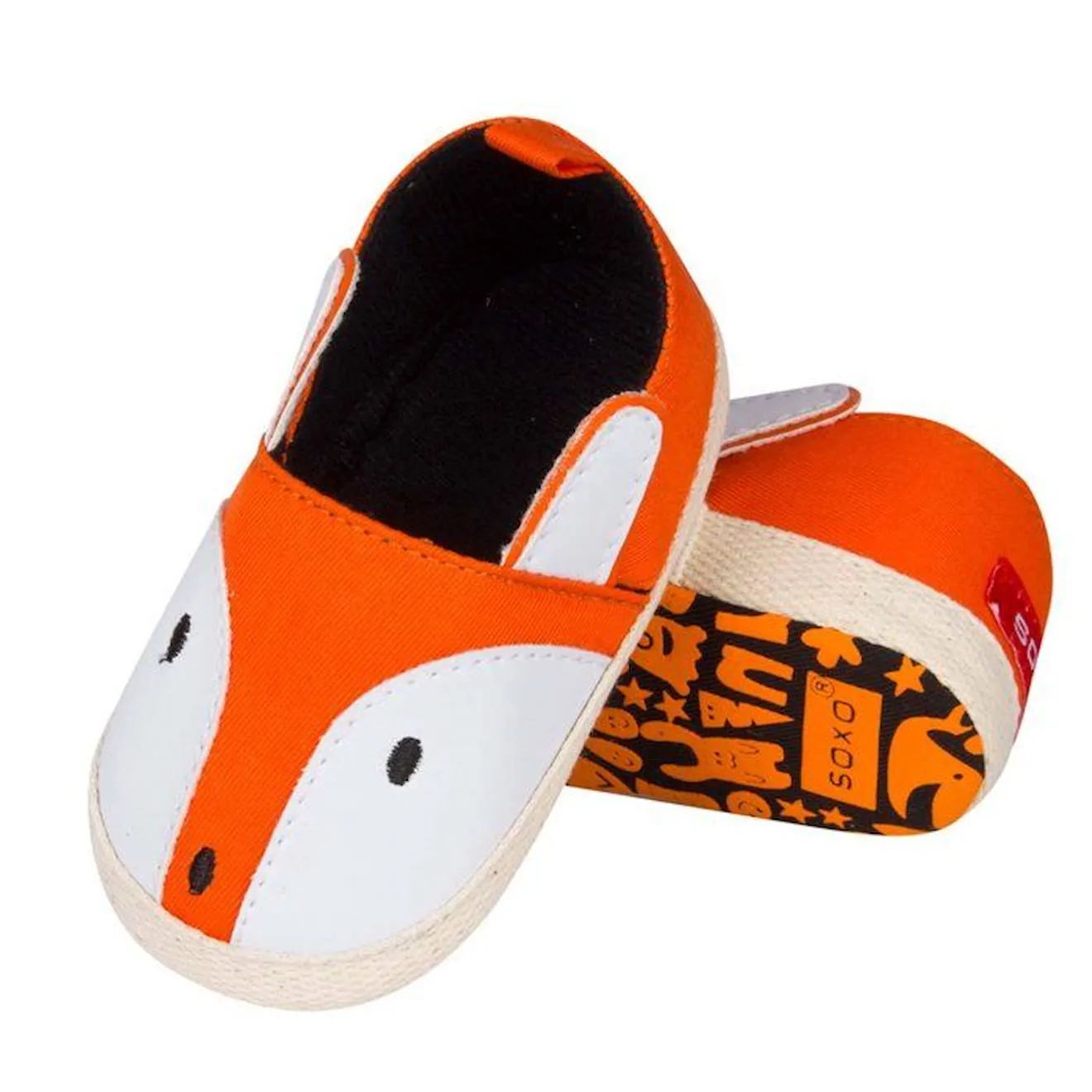 Chaussons doux pour bébé, Renard orange - Soxo