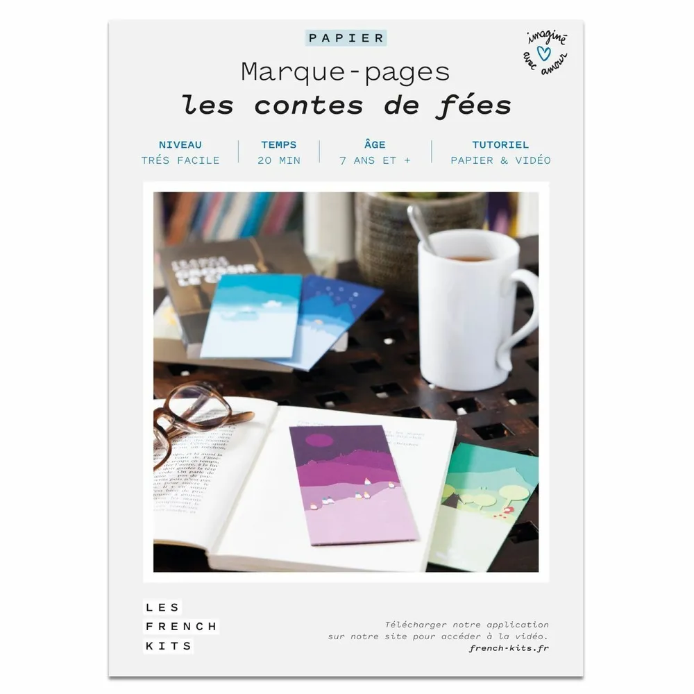 Coffret diy papier - 4 marque-pages - contes de fées