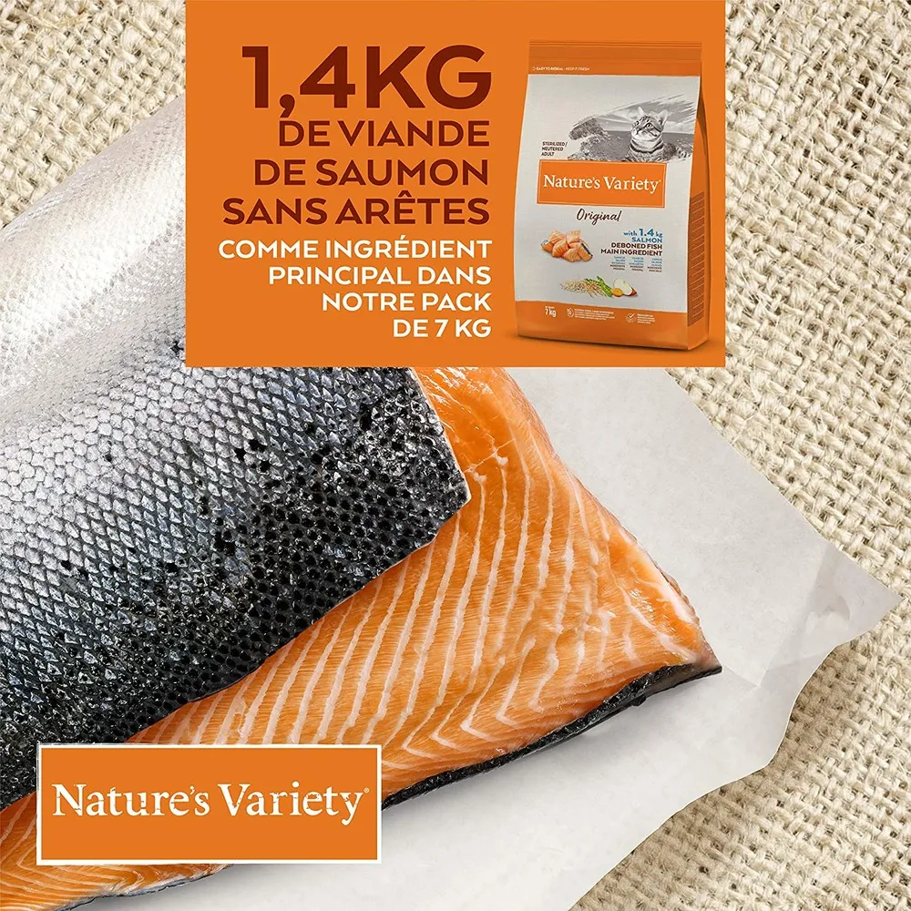 Croquette chat - original sterilise - saumon - nature's variety 1,25 kg