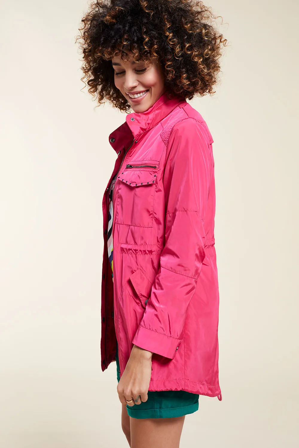 DANTE - Parka fuchsia en nylon léger