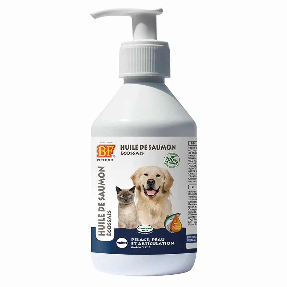 Huile de saumon pour chien et chat biofood : 250ml