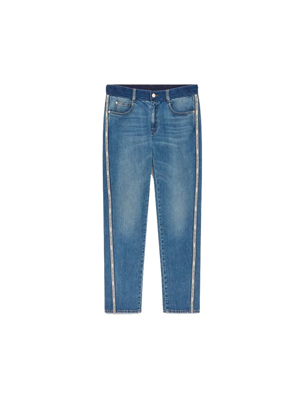 Jean droit à bandes logo Stella Stella McCartney - Jeans de luxe Bi...