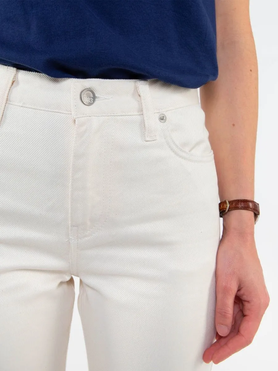 JEANS DROIT 201H taille haute coton bio denimoriginal uni ecru | 1083
