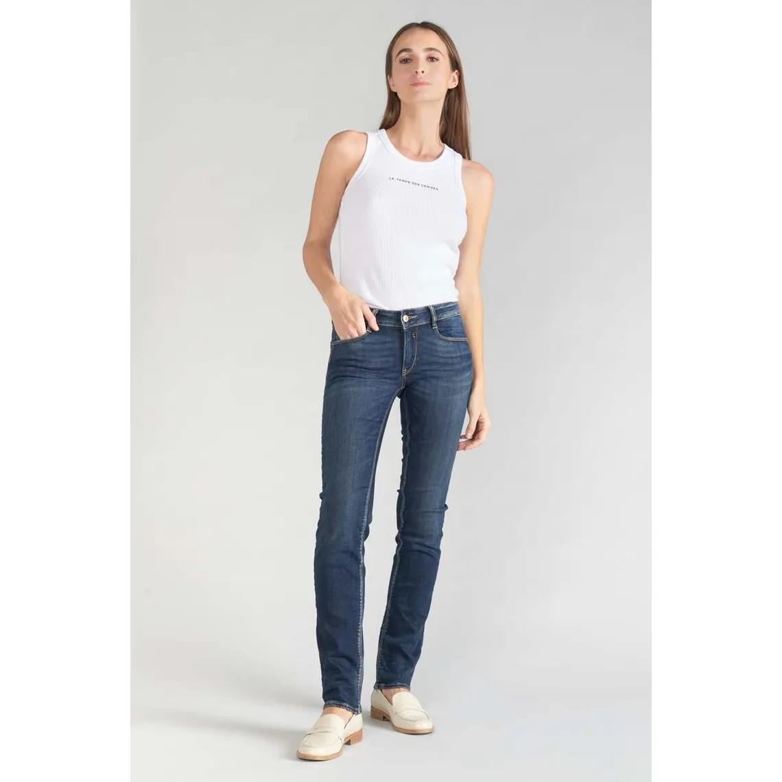 Jeans push-up regular, droit PULP, longueur 34 bleu en coton Gigi | 3 Suisses