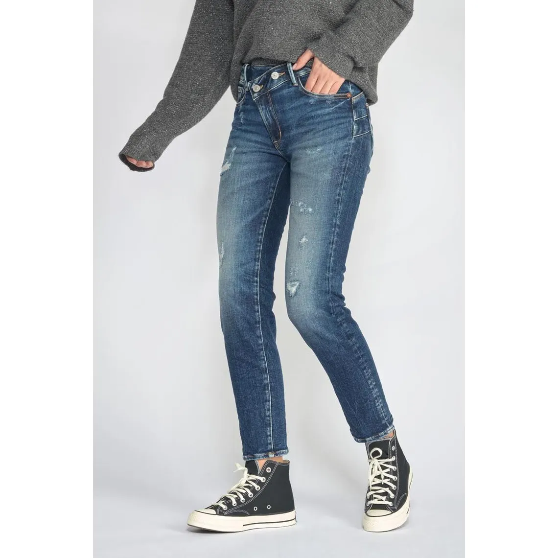 Jeans push-up regular, droit taille haute PULP, 7/8ème bleu en coton Willa | 3 Suisses