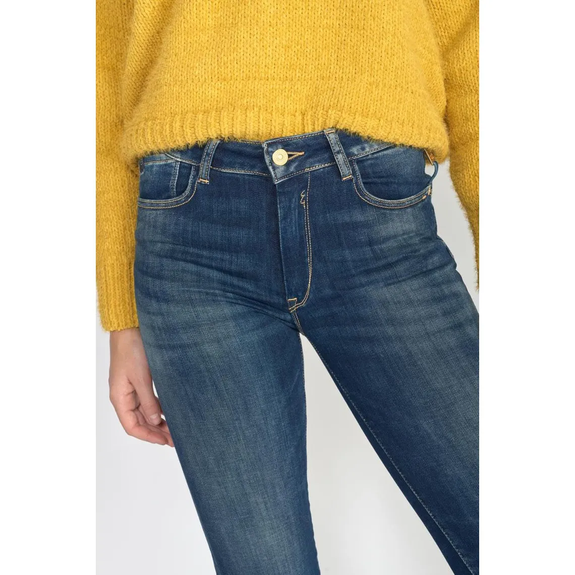 Jeans push-up regular, droit taille haute PULP, longueur 34 bleu en coton Ella | 3 Suisses
