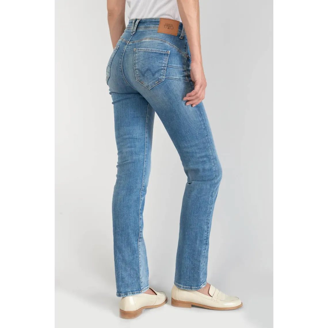 Jeans push-up regular, droit taille haute PULP, longueur 34 bleu en coton Uma | 3 Suisses