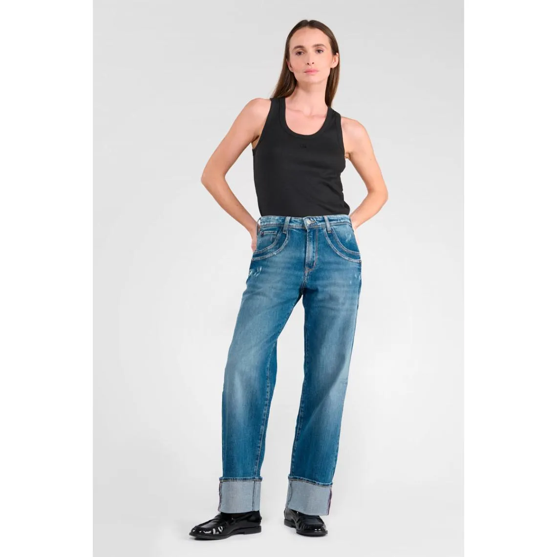 Jeans regular, droit 400/28, longueur 34 bleu Ines en coton | 3 Suisses