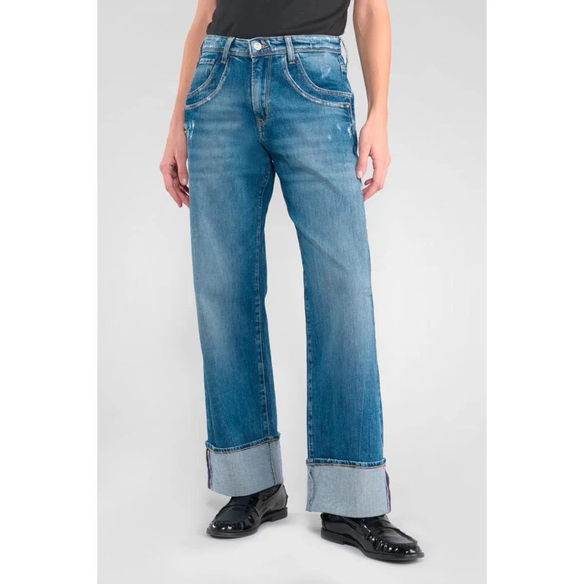 Jeans regular, droit 400/28, longueur 34 bleu Ines en coton | 3 Suisses