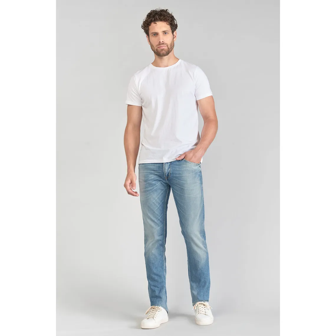 Jeans regular, droit 800/12, longueur 34 bleu en coton Beau | 3 Suisses