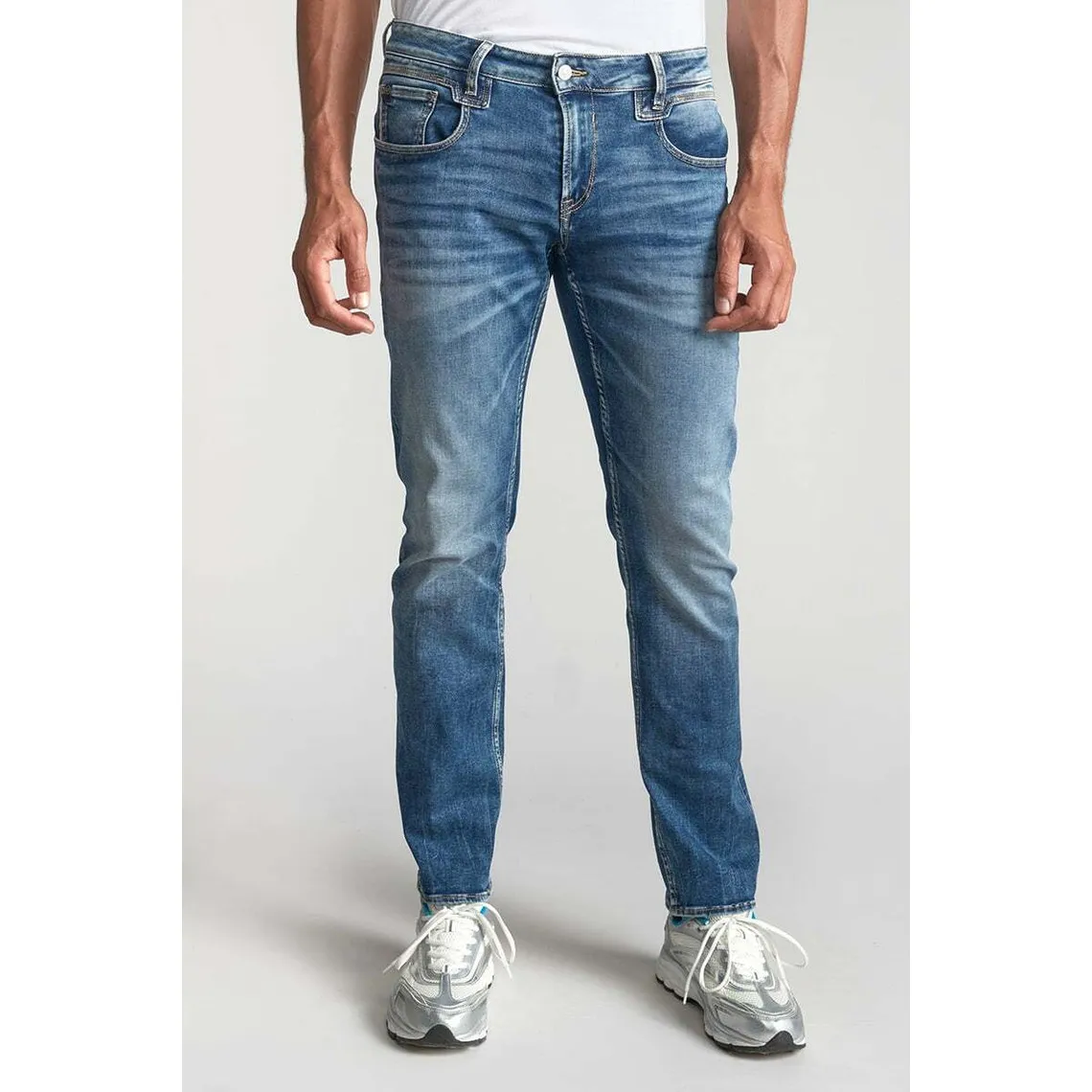 Jeans regular, droit 800/12JO, longueur 34 bleu en coton Quinn Le Temps des Cerises - Jean Homme sur MenCorner