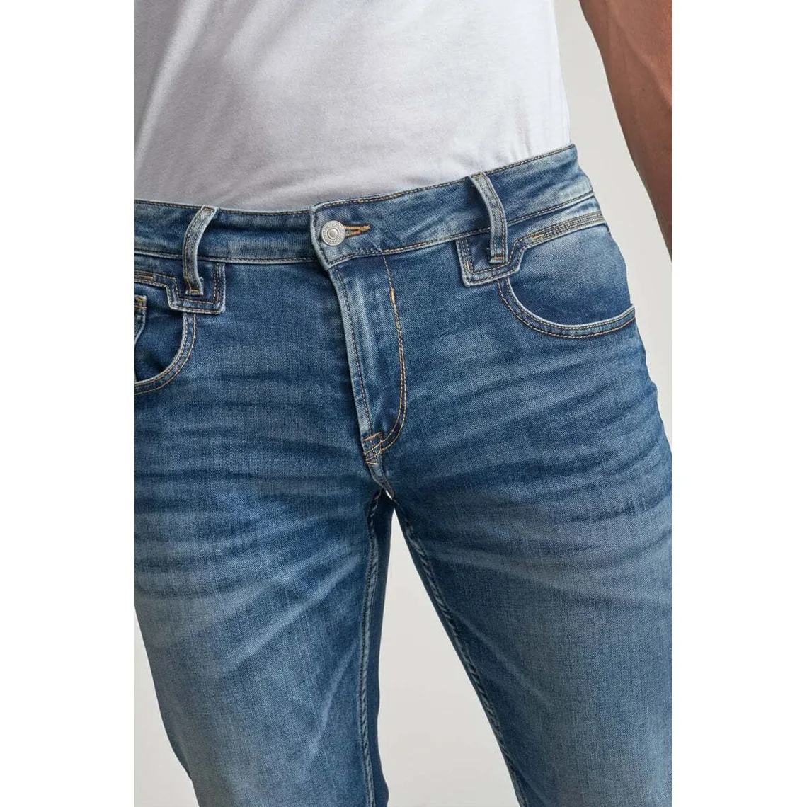 Jeans regular, droit 800/12JO, longueur 34 bleu en coton Quinn Le Temps des Cerises - Jean Homme sur MenCorner