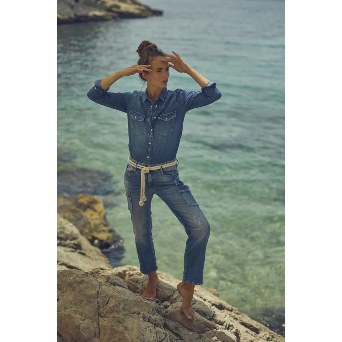 Jeans regular, droit PRECIEUX, 7/8ème bleu en coton | 3 Suisses