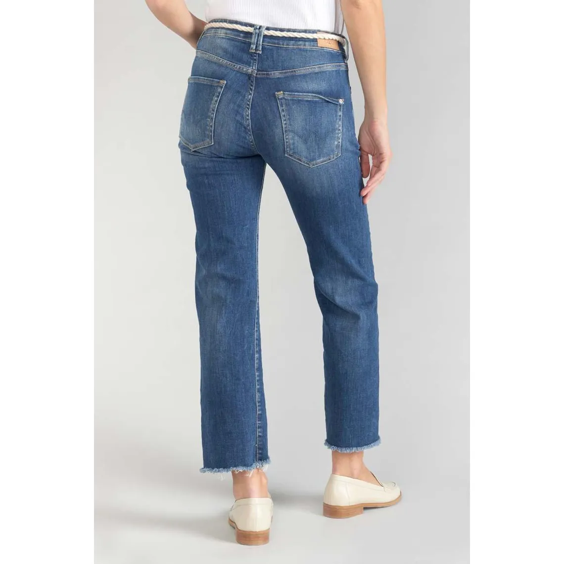 Jeans regular, droit pricilia, 7/8ème bleu en coton Noor | 3 Suisses