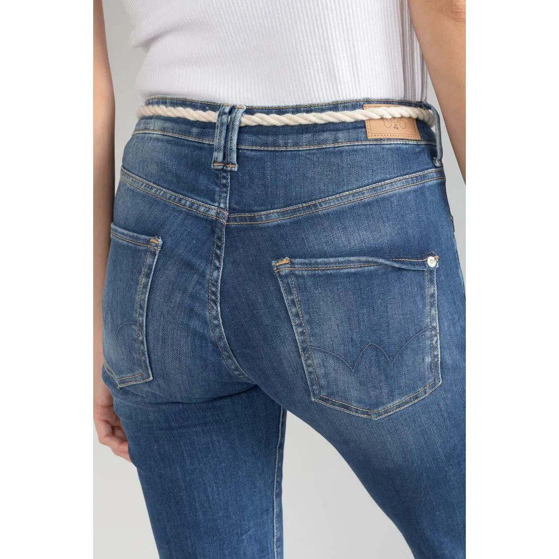 Jeans regular, droit pricilia, 7/8ème bleu en coton Sofia | 3 Suisses