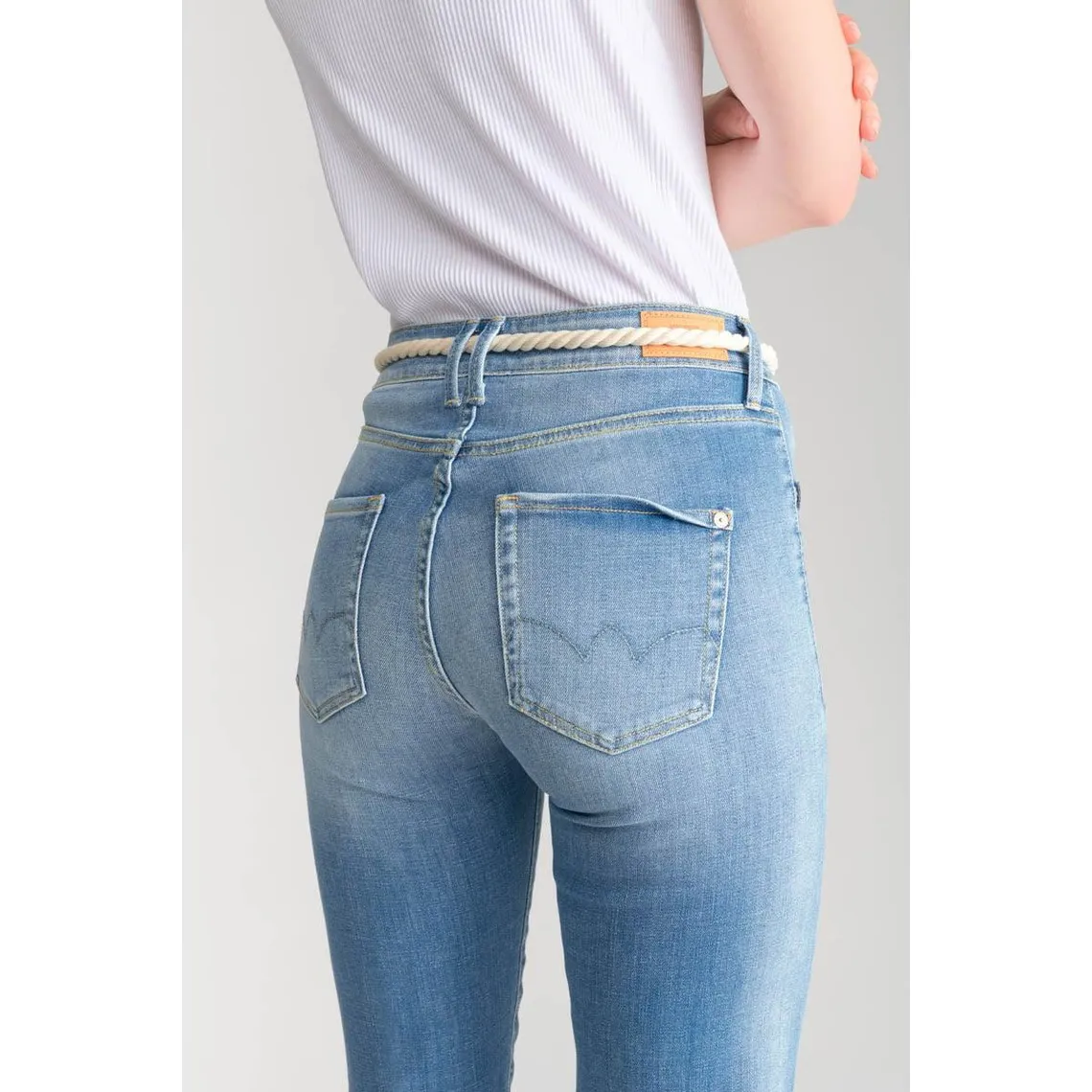 Jeans regular, droit pricilia, 7/8ème bleu Fleur | 3 Suisses