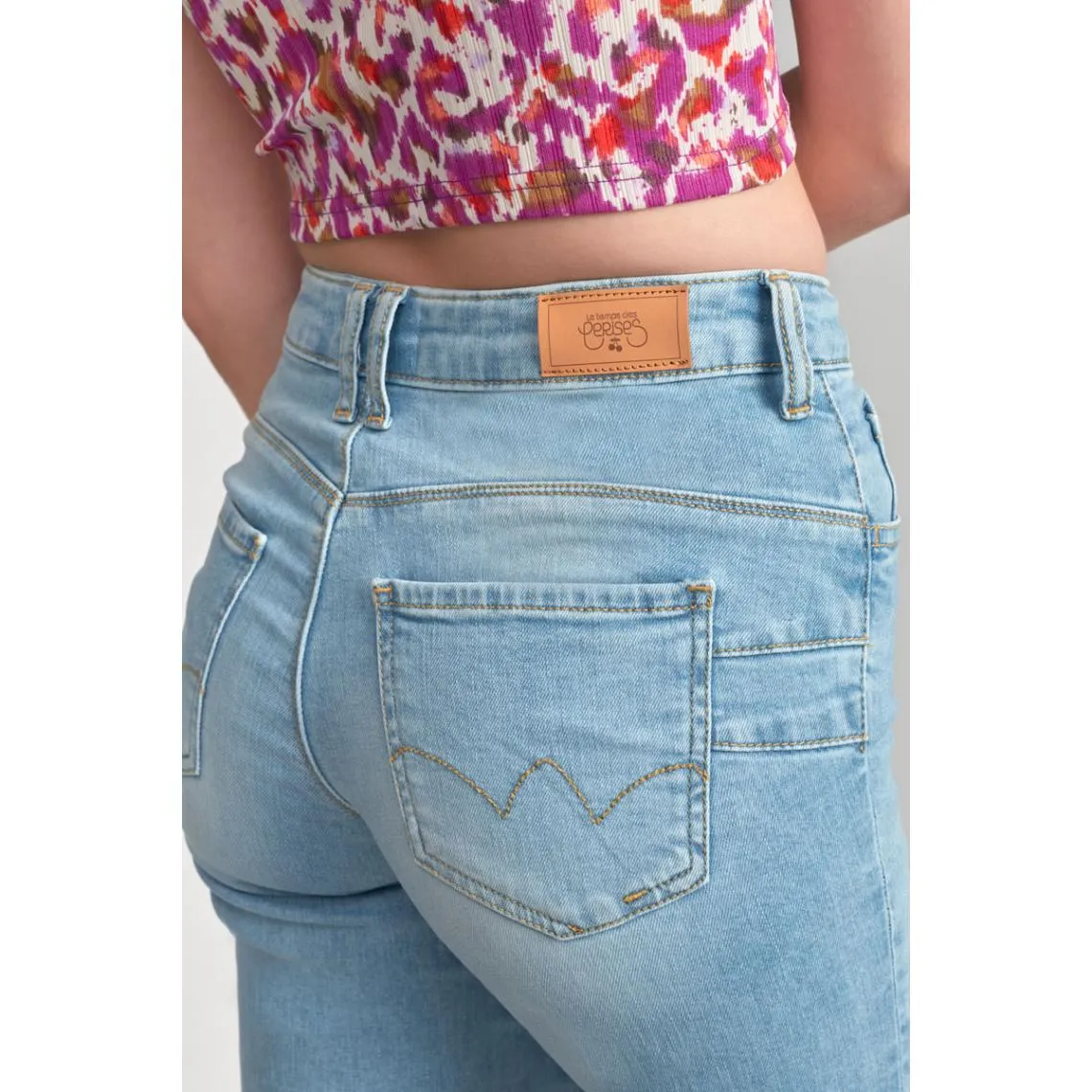 Jeans regular, droit pulp slim taille haute, longueur 34 bleu Faye en coton | 3 Suisses