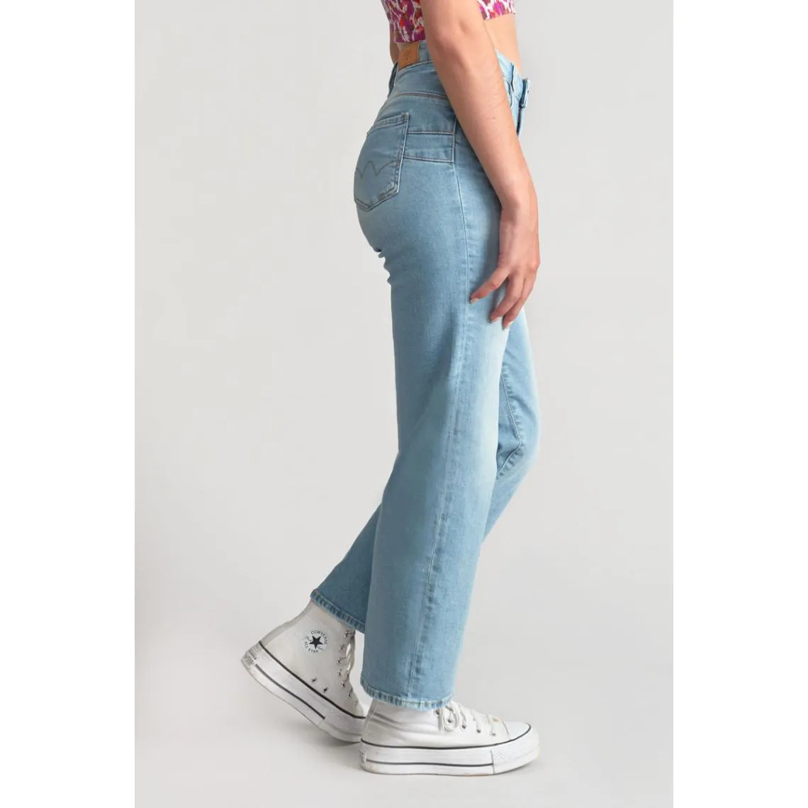 Jeans regular, droit pulp slim taille haute, longueur 34 bleu Faye en coton | 3 Suisses