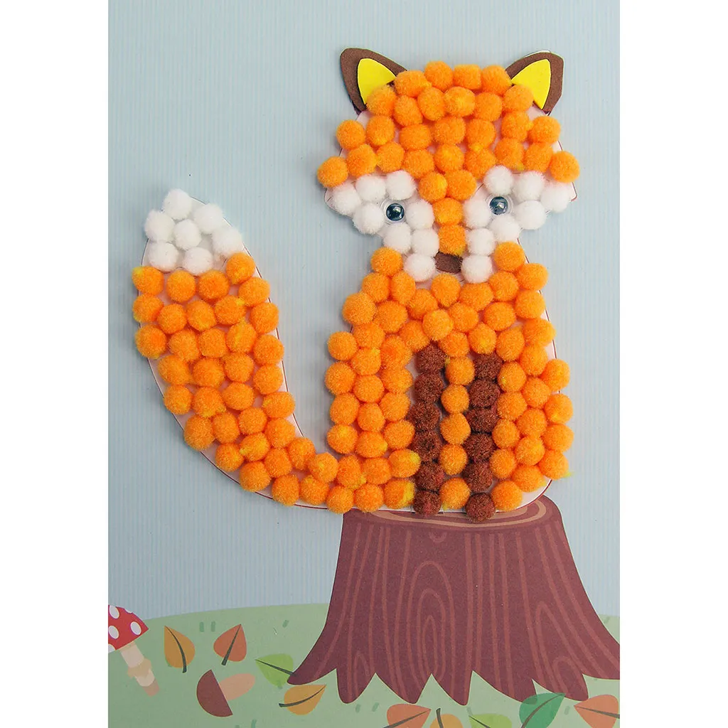 Kit tableau en pompons renard 15x21cm 