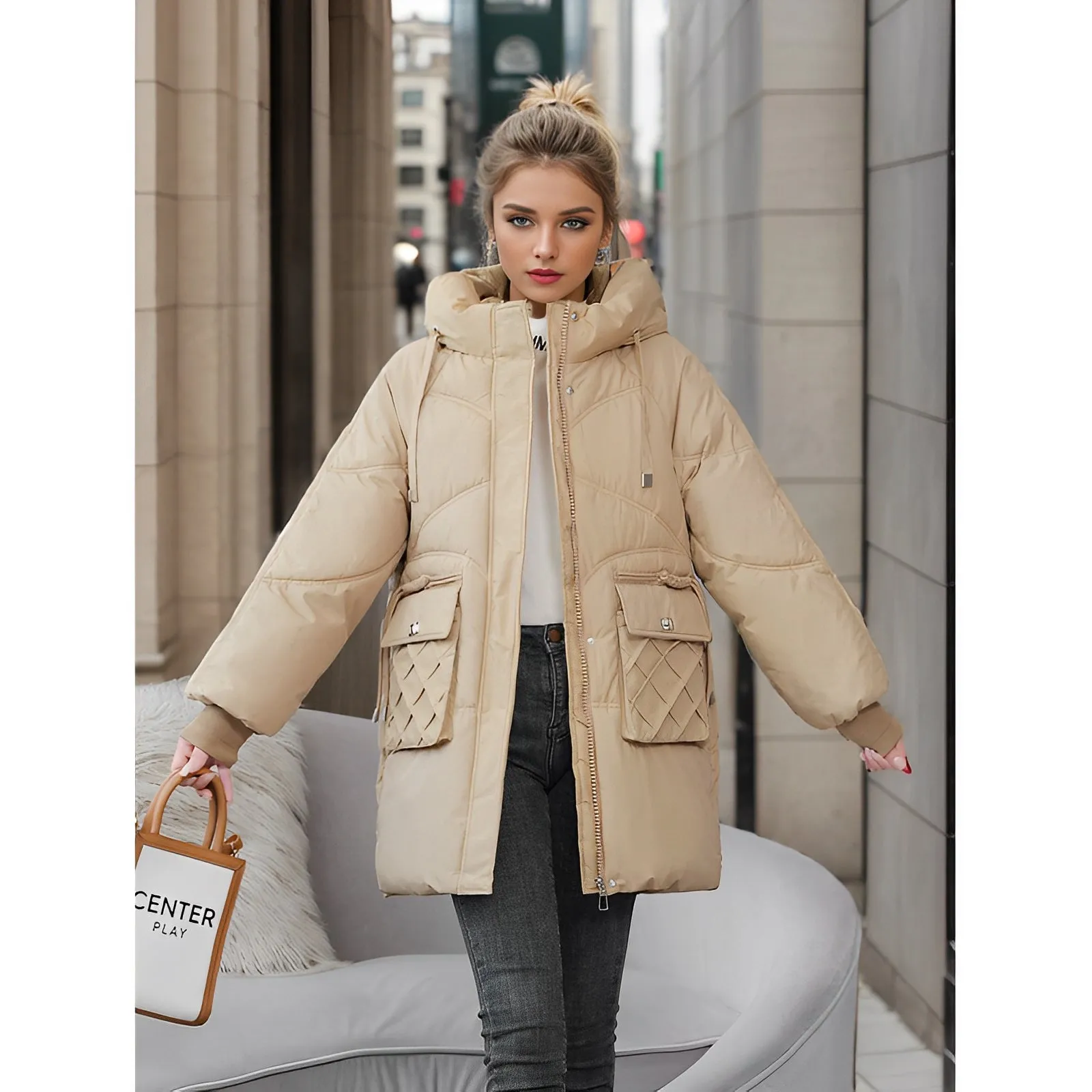 Laura - Veste droite femme coton épais