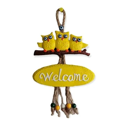 Moule silicone oiseaux hibou welcome double panneau suspension support pour plâtre résine polyester savon cire ciment argile k11