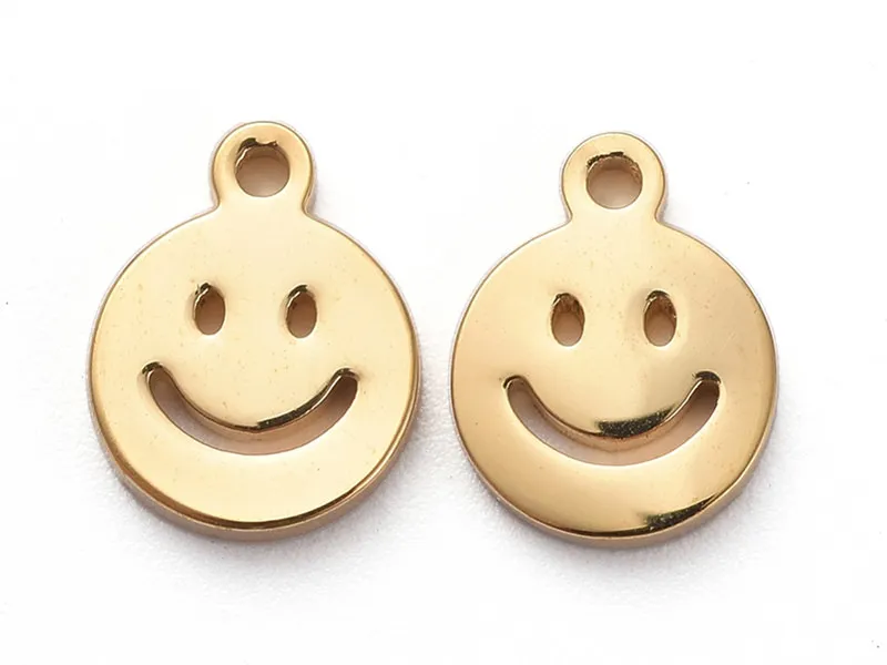 Pendentif en acier inoxydable 304 doré - pendentif sourire - 8x6mm