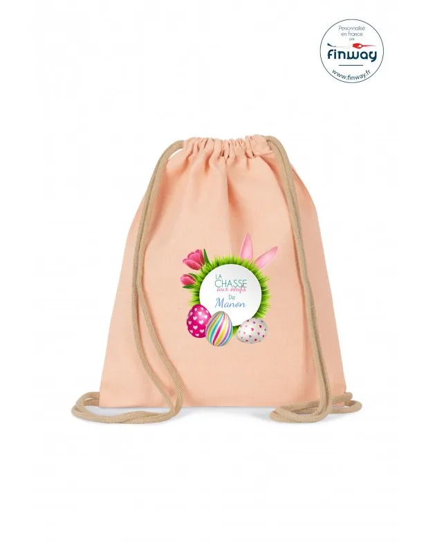 Petit sac à dos - Saumon - Pâques - à personnaliser