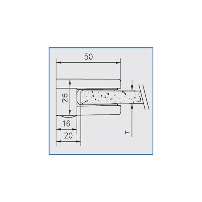Pince pour plaque de verre 6 mm inox brossé 304