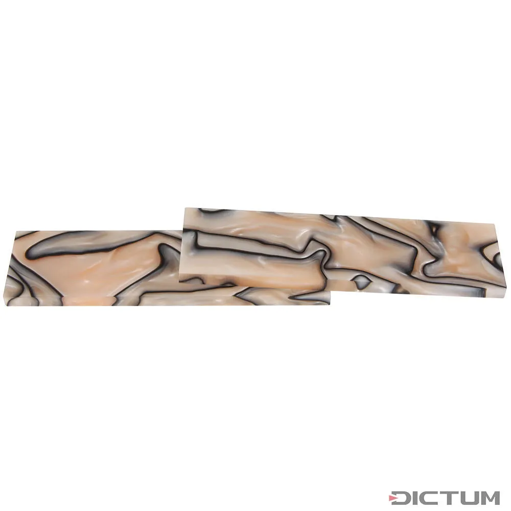 Plaquettes de manche acryliques, nacre couleur saumon/noir