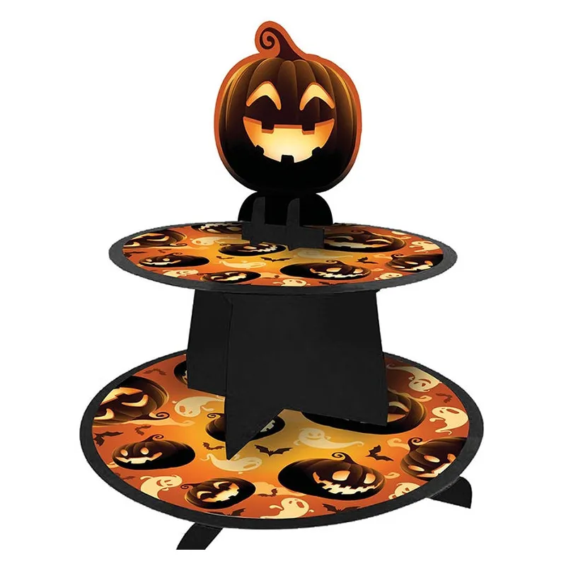 Plateau 3 Etages Citrouille Halloween 40x30cm