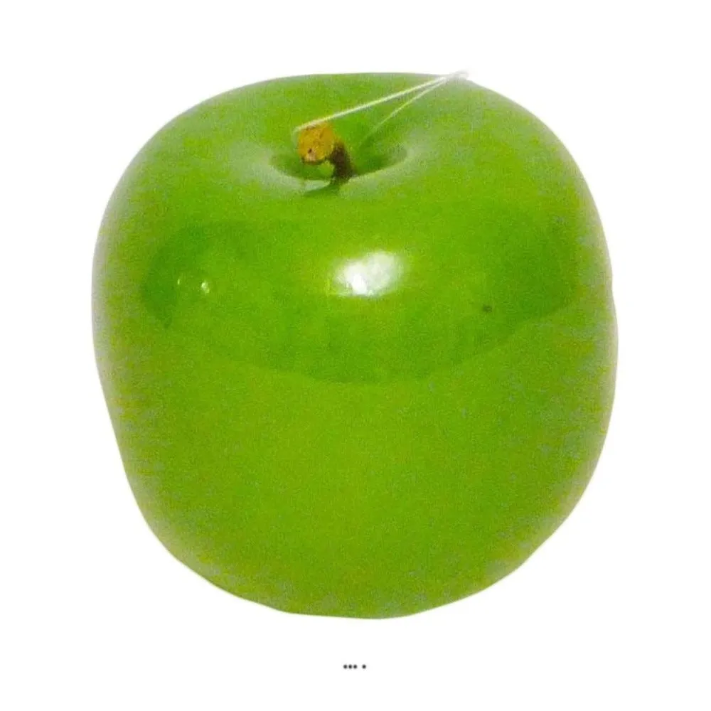 Pomme artificielle verte brillante d9cm superbe en décoration