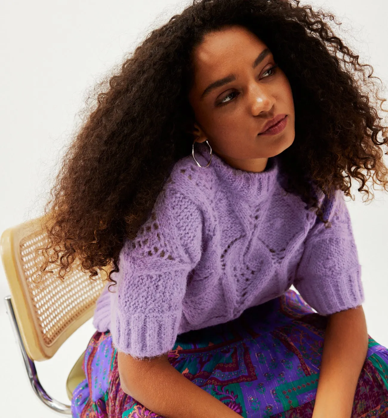Pull manches courtes Femme - Violet