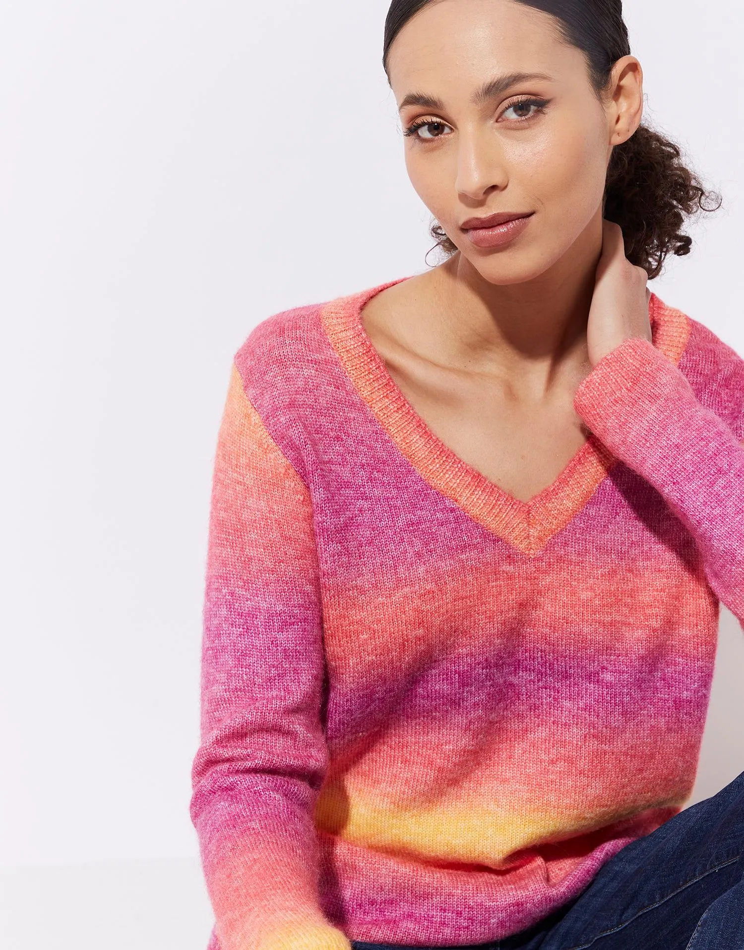 Pull épais contenant de la laine coloris dégradés