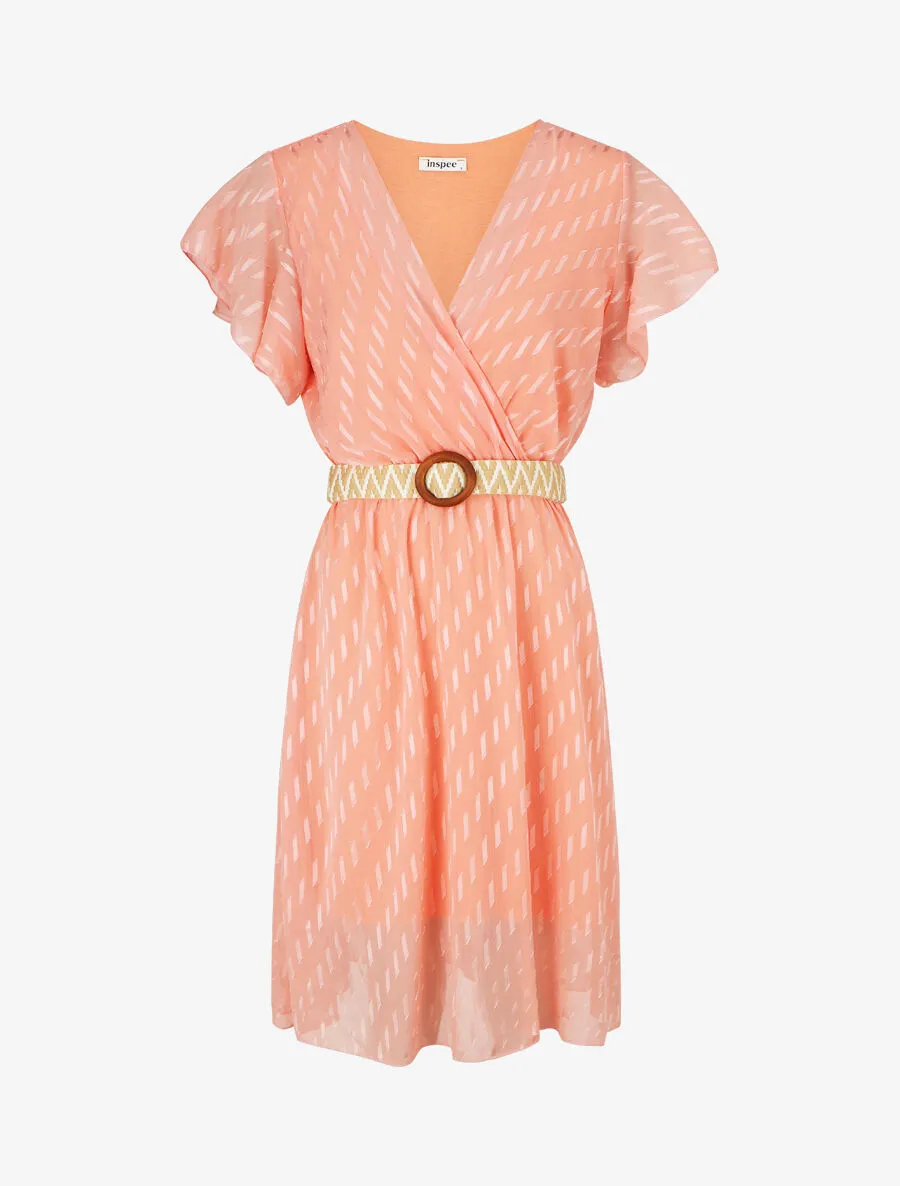 Robe texturée en voile - Rose saumon