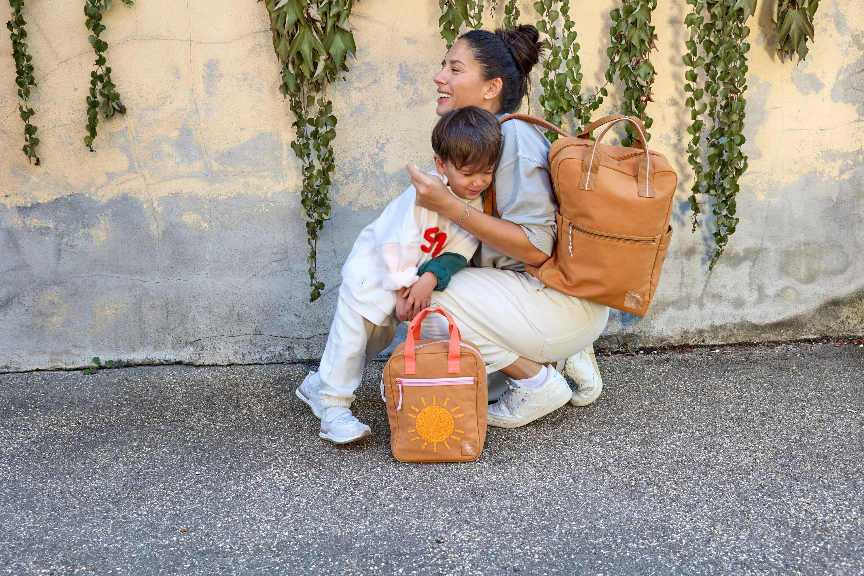 Sac à dos carré - Little One & Me Grand, caramel | Lässig