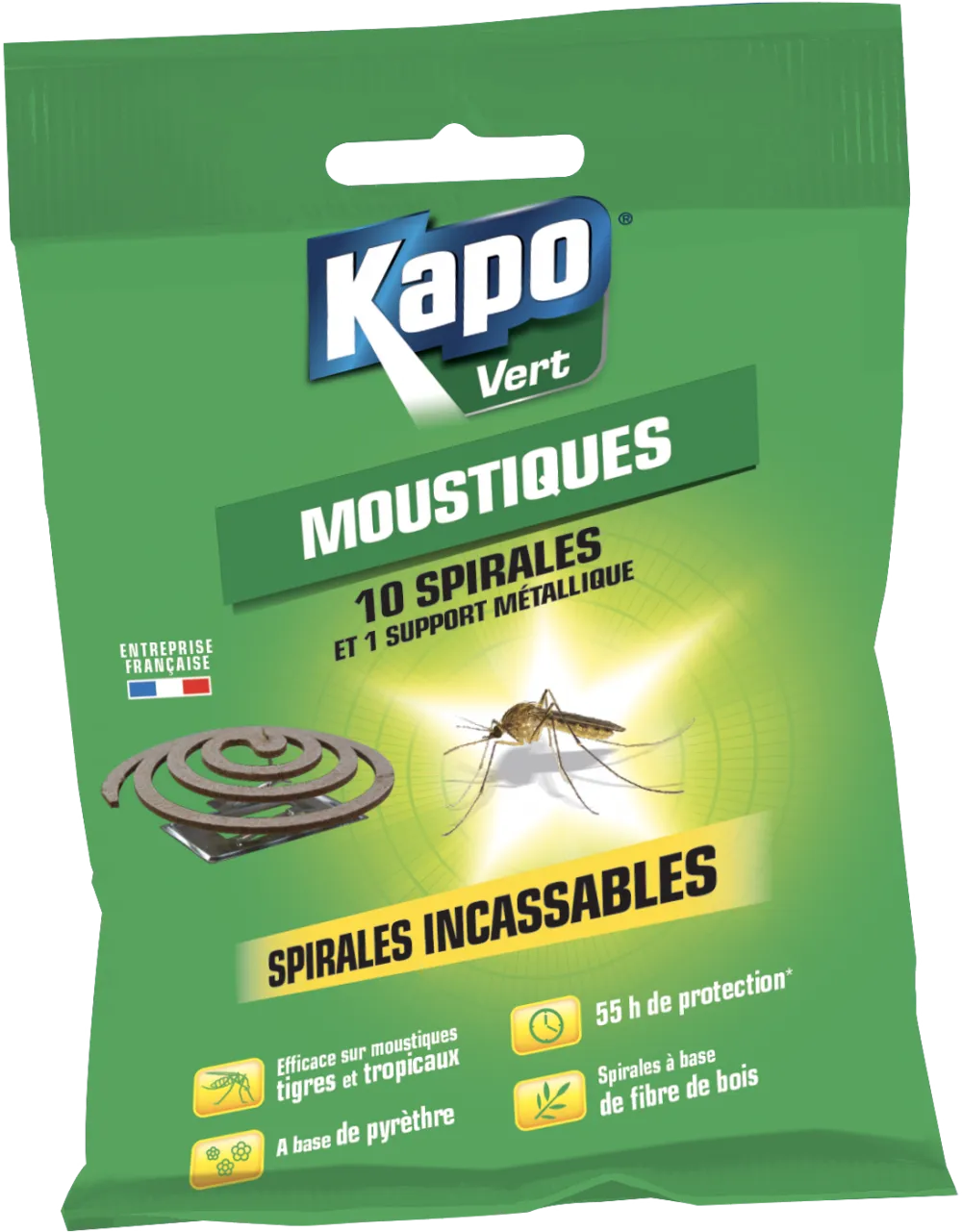 Spirale antimoustiques kapo, 10 spirales de 6 gr