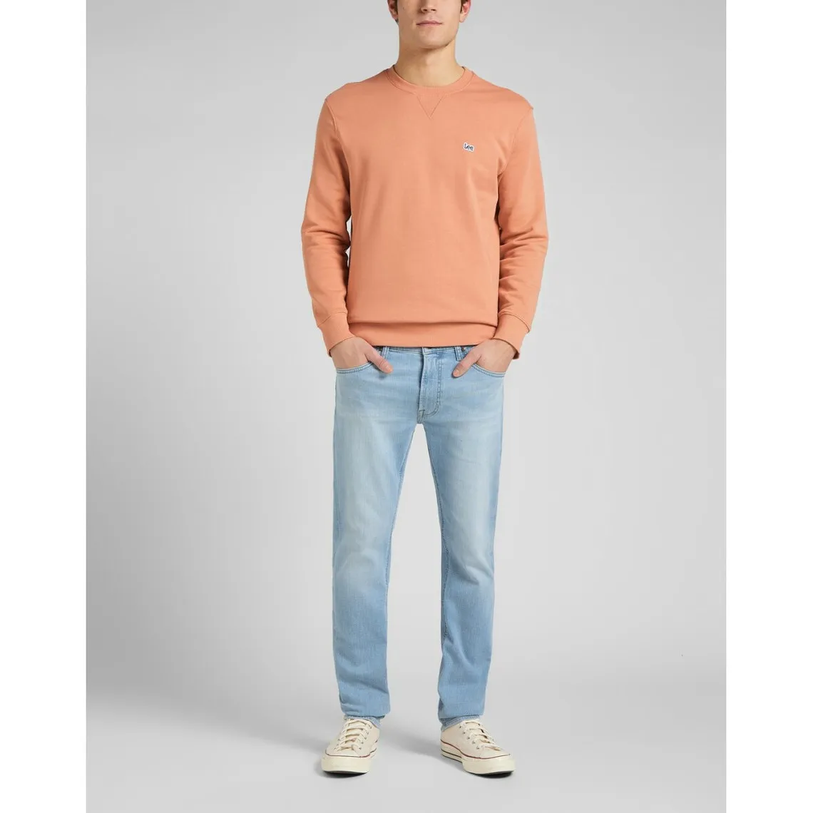 Sweatshirt Homme - Uni Saumon orange en coton Lee - Pull / Gilet / Sweatshirt Homme sur MenCorner
