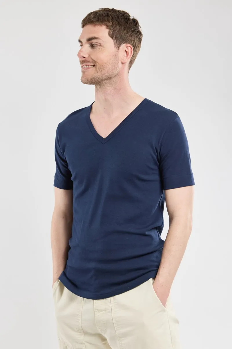 T-shirt col V - coton épais